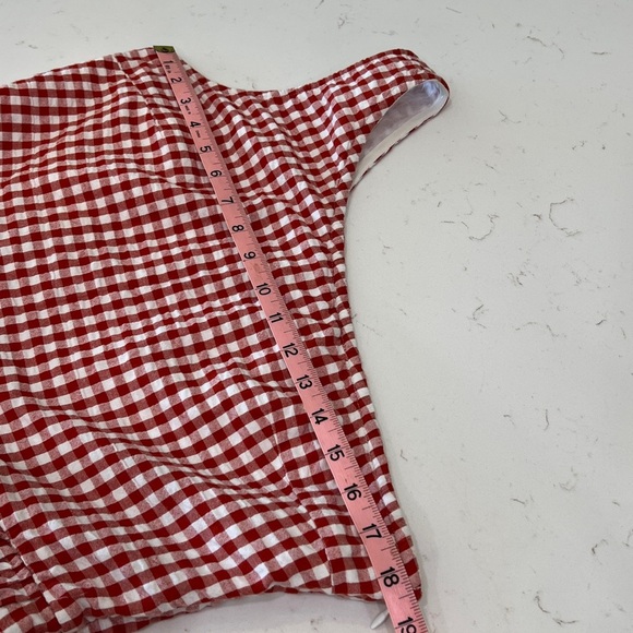 Crown & Ivy Red Gingham One Shoulder Cotton Dress Size 12 - Picture 10 of 13